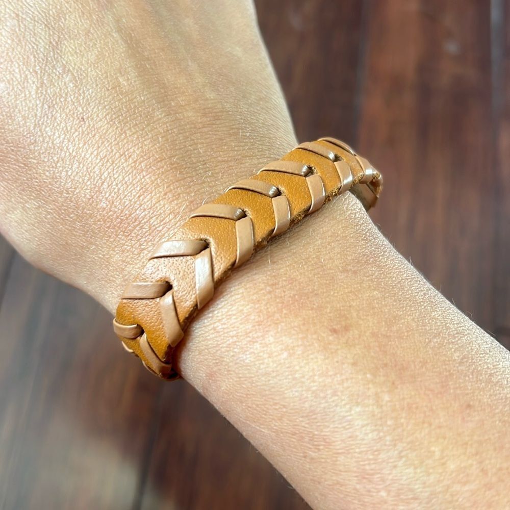 Thick Braided Leather Bracelet - Adjustable Size - BRAND NEW - Unisex Jewelry